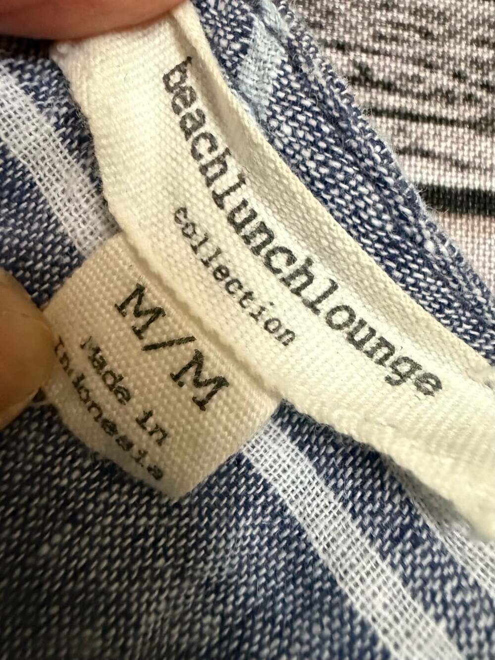 Beachlunchlounge Striped Sleeveless linen Dress Size M Blue White V-Neck